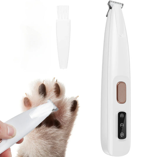 ✂️ Dog Paw Trimmer with LED Light - Waterproof Pet Hair Clipper