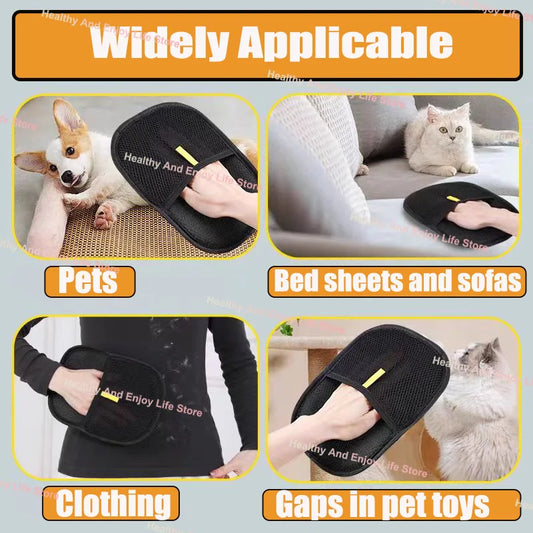 🧤 Pet Hair Removal Gloves - Double-Sided Grooming & Cleaning Mitt